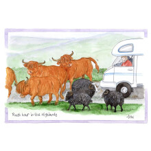 Rush Hour In The Highlands Alison's Animals Cartoon Greeting Card Funny