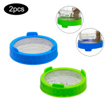 2pcs Seed Sprouting Lids with Stainless Steel Mesh - Blue & Green