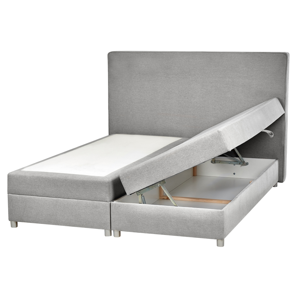 Divan Bed with Storage Fabric MINISTER 160 x 200 cm (EU King Size) Light Grey