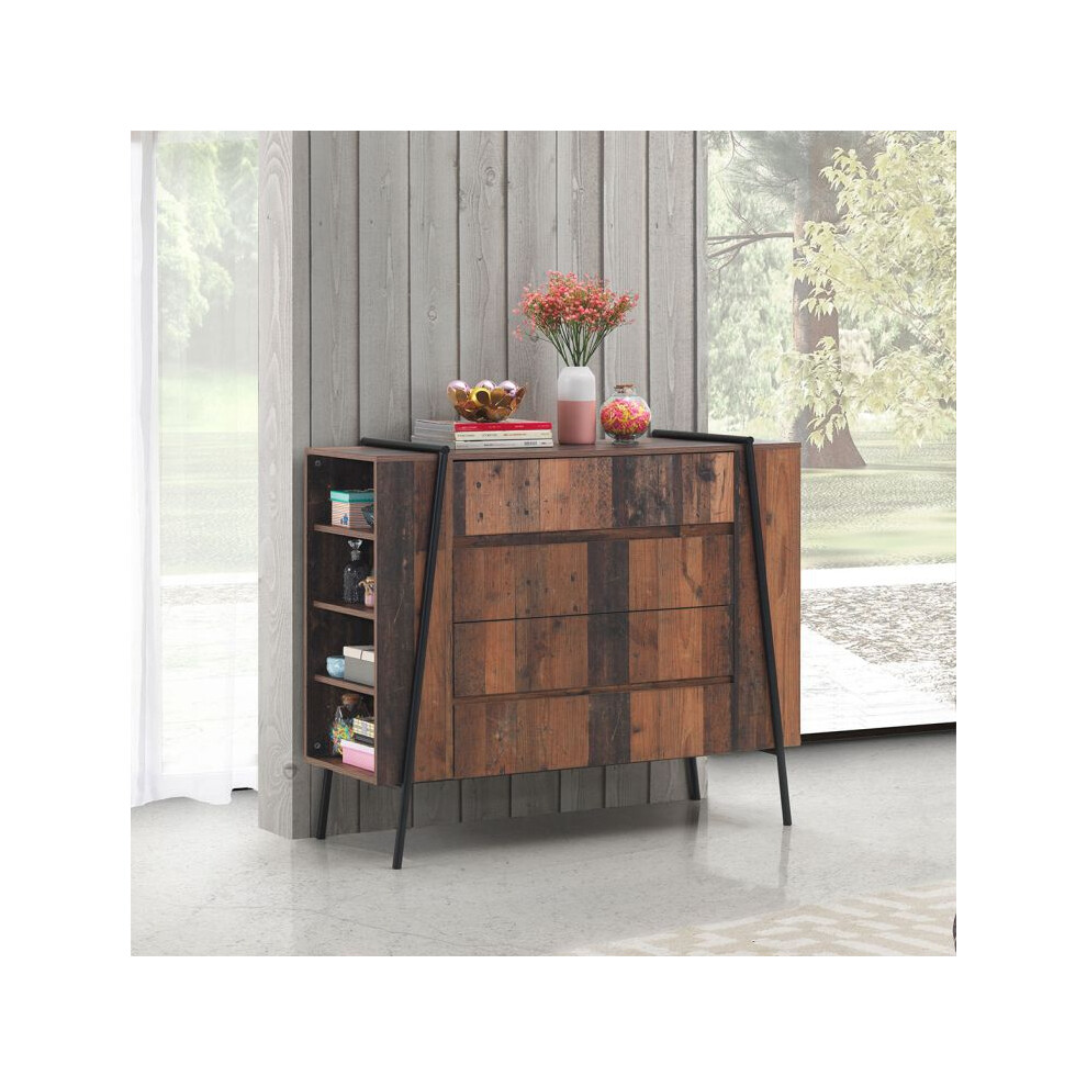 Essentials Abbey Chest Of 4 Drawers Rustic Storage For Bedroom