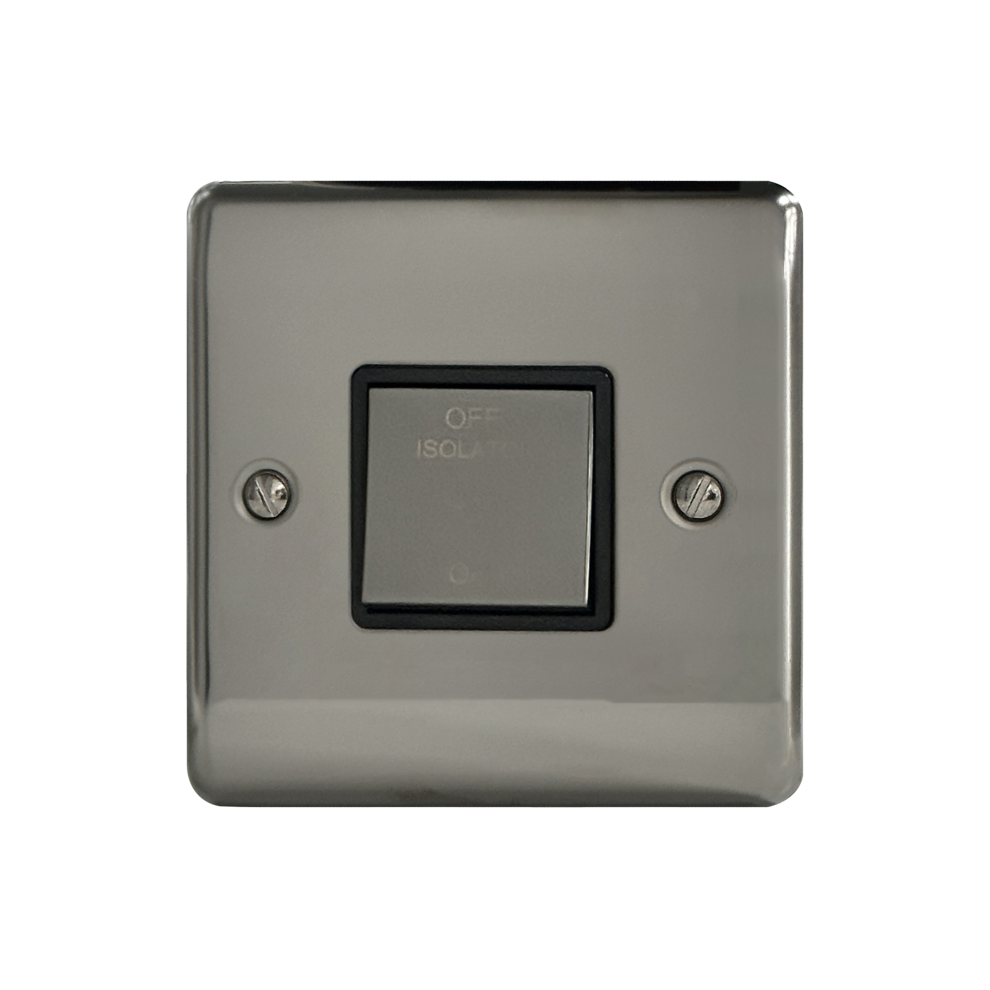 3 Pole Fan Isolator Switch Black Nickel, Black Insert