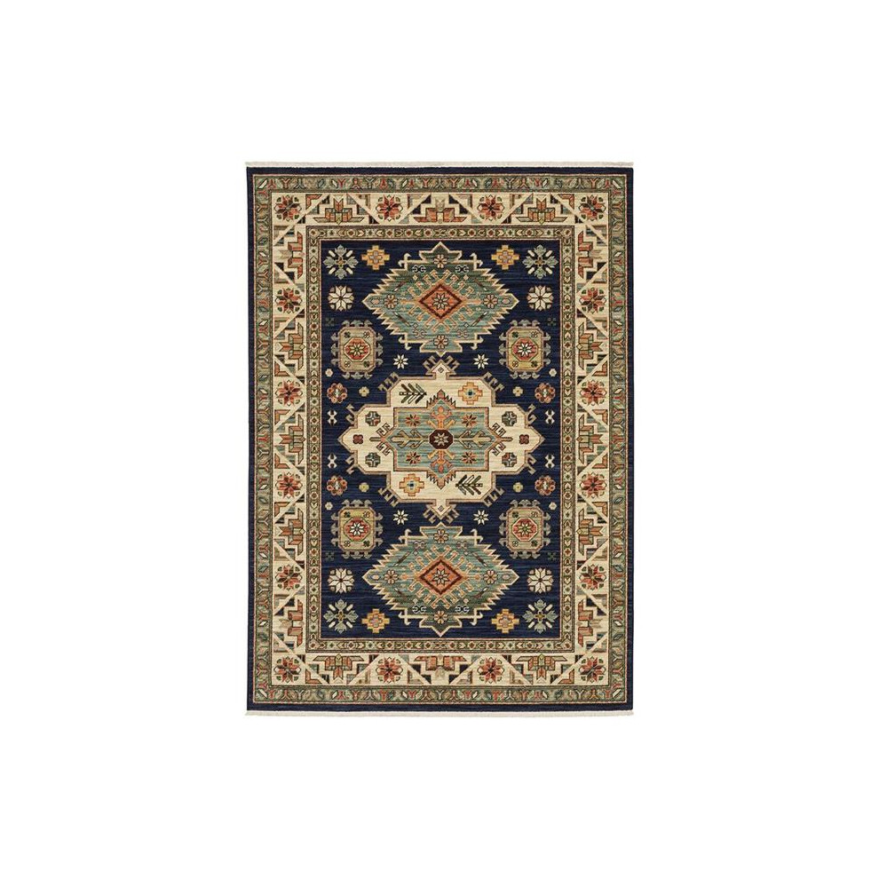 Oriental Weavers L532B6240340ST 7 ft. 10 in. x 10 ft. 10 in. Lilihan 532B6 Rectangle Traditional Area Rug, Navy