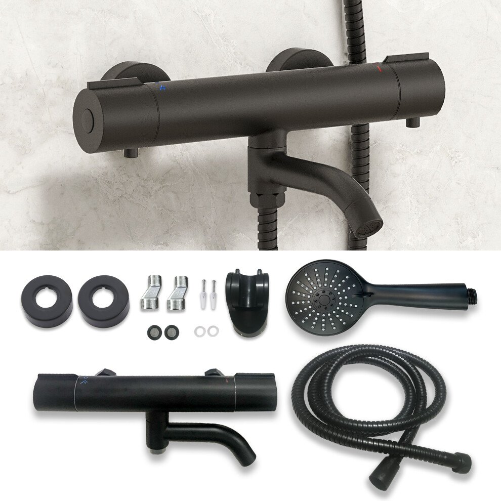 (Matte Black) Thermostatic Exposed Bar Shower Mixer Valve Tap 4004119162778