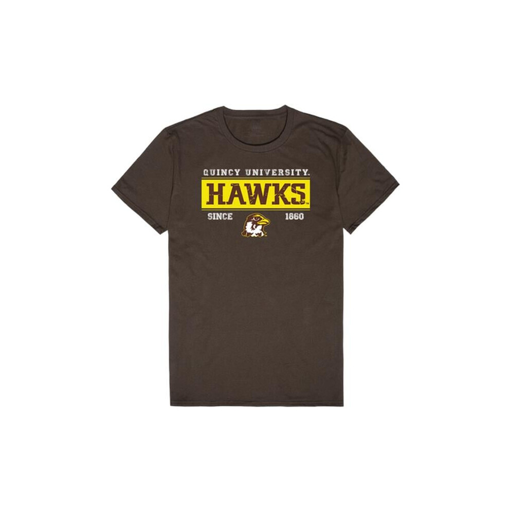 W Republic 507-667-BRN-02 Quincy University Hawks College Established T-Shirt, Brown - Medium-image-OPC-PFDPHFG-NEW