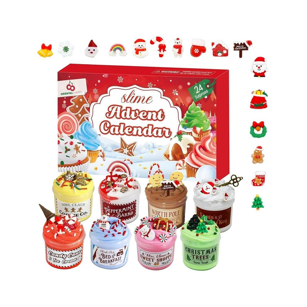 24 Days Of Slime And Kit 24 Days Christmas Countdown Calendar Butter Slime Stress Relief Toys Countdown Calendars 24