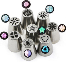 10 PC Set Silk Flower Tools Russian Leaves Pastry Nozzle Molding cupcake Cake Decorating Pastry Tube