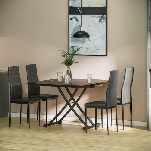 JEFFORDOUTLET Multifunction Dining Table, Modern Height Adjustable Coffee Table,Black Walnut Party Table 2