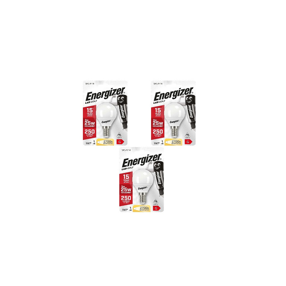 Energizer LED Golf E14 (SES) 250lm 3W 2,700K (Warm White),Pack of 3