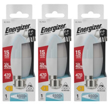 Energizer LED Candle B22 (BC) 470lm 4.2W 6,500K (Daylight), Pack of 3