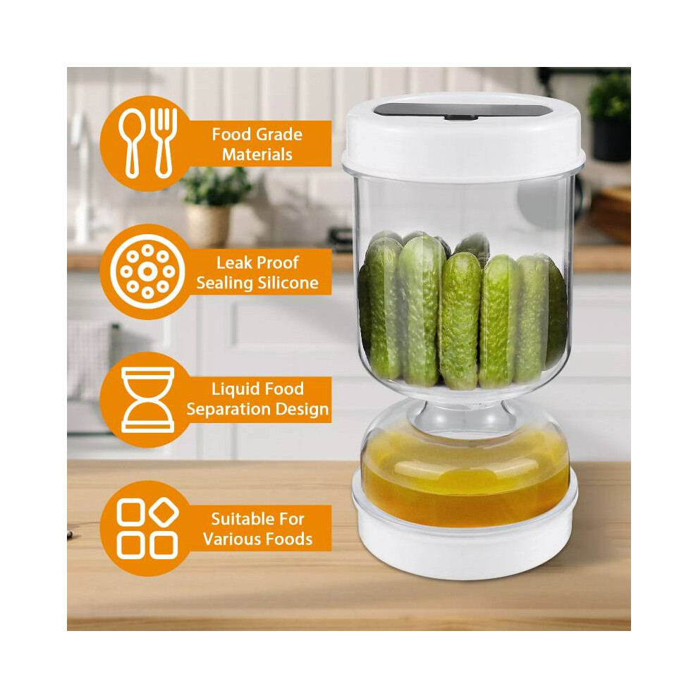 Veishet Separation Wet Dry Pickle Jar Pickle Flip Container Strainer Fork Kitchenware