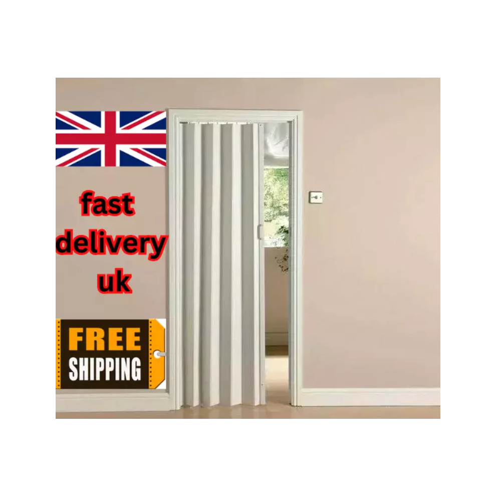 White Oak Effect Bi Folding Door PVC Panel Magnetic Sliding Accordion Concertina