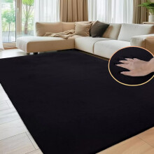 (120X170 cm, Black) Nonslip Soft Shaggy Fluffy Rugs Livingroom Bedroom Carpets Large Area Rug & Floor Door Mats