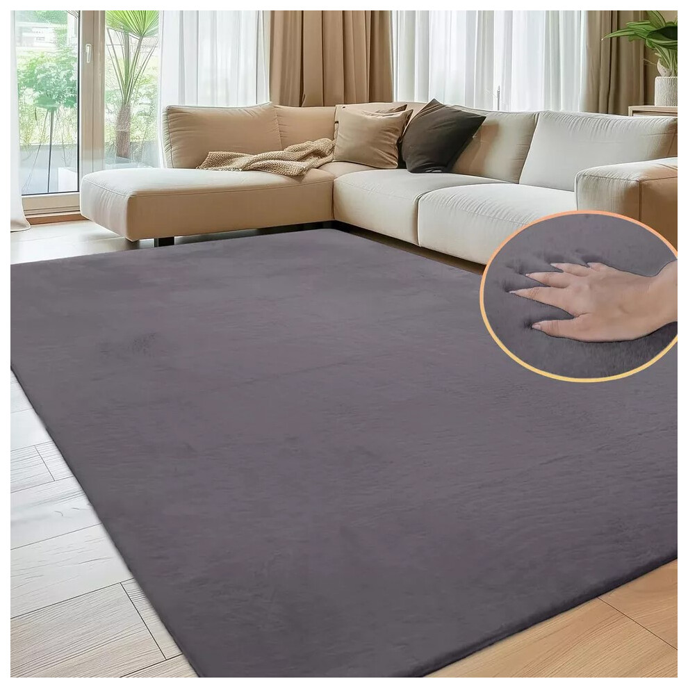Oxford Homeware (120X170 Cm, Dark ) Nonslip Soft Shaggy Fluffy Rugs Livingroom Bedroom Carpets Large Area Rug & Floor Door Mats Grey
