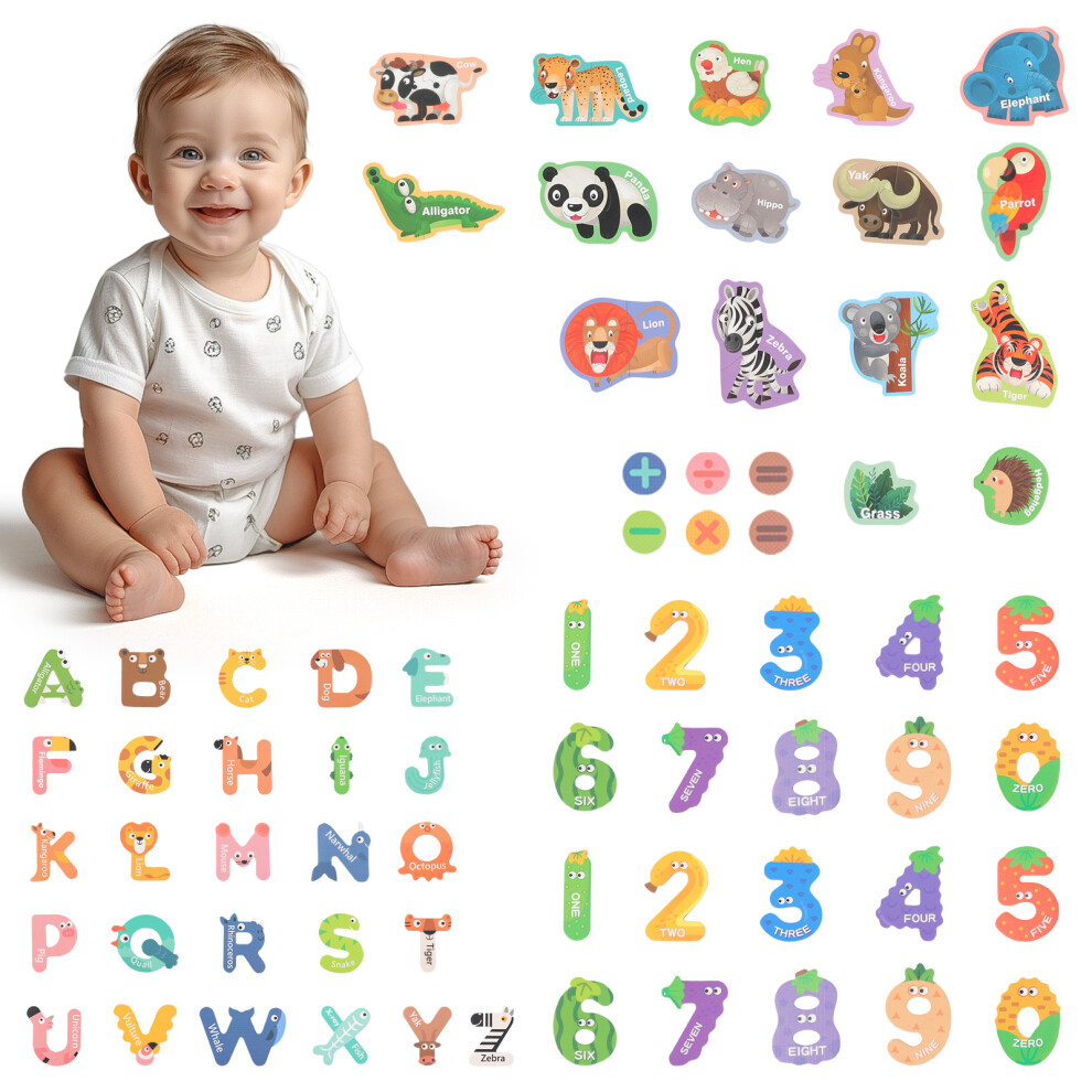 Deao Toys Letters & Numbers With Animal Puzzleseducational Fridge Stick For Kids Alphabet Numbers & Animal Learning Toys Early Learning Gift For Toddlers