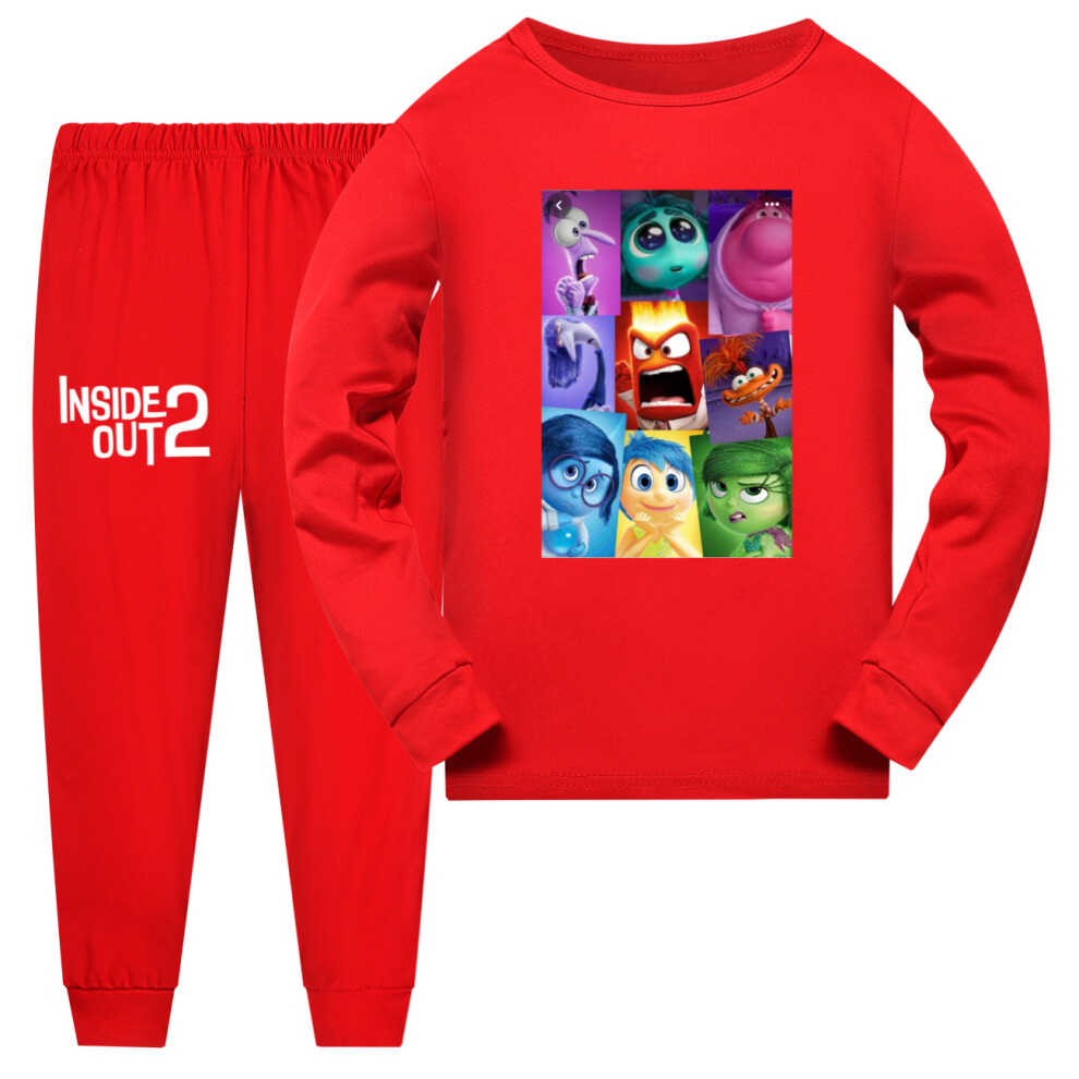 (Red, 120cm) Inside Out 2 Pajamas Set for Kids 110-170cm Long Sleeve & Pants