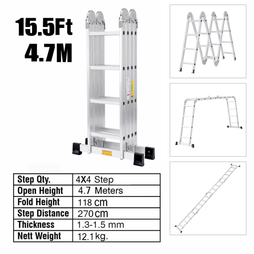 15.4FT 14in1 Foldable Ladder Multi-Purpose Aluminum Step Ladder 1