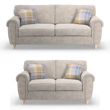 (3 & 2 Seater) Edgar Chesterfield Fabric Sand 3 + 2 Sofa Suite