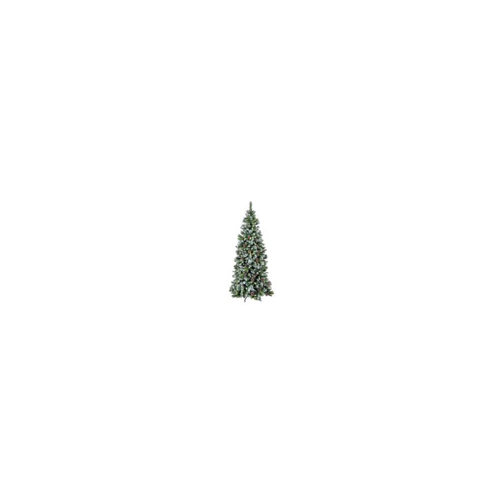 Snow Time Frosted Glacier Christmas Tree With Pine Cones - 8Ft/240Cm Green