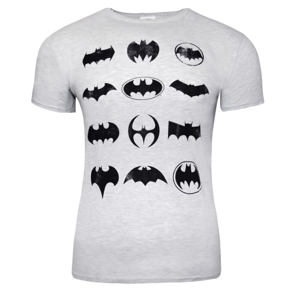 (L, Heather Grey) Batman Unisex Adult Icons T-Shirt