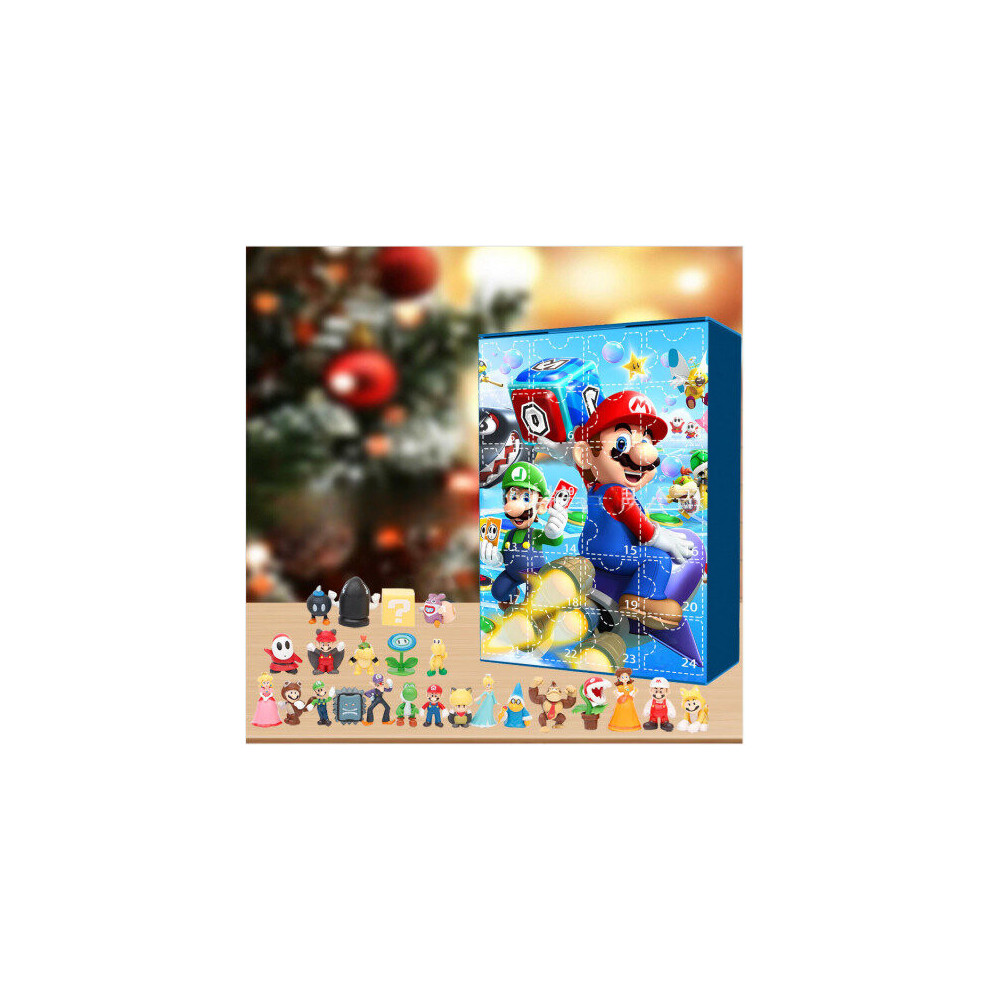 (Mario) 2024 New Mario Advent Calendar Box 24 Days Xmas Countdown Gifts Playset Christmas