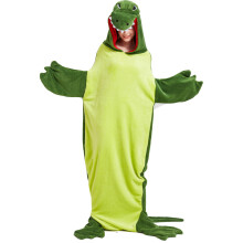 (green, M-(158-168)) Crocodile sleeping bag cartoon animal is super soft high density flannel one-piece pajamas