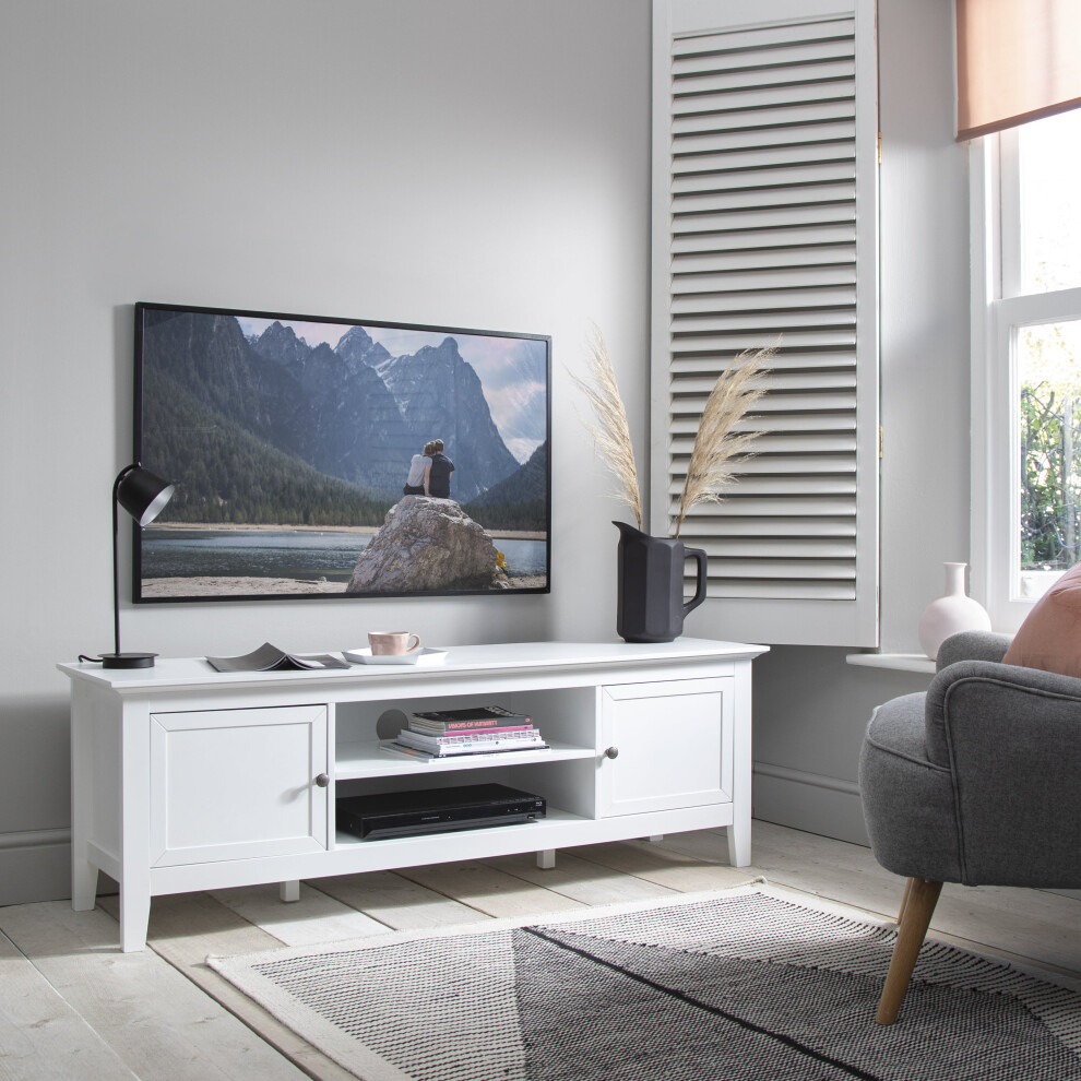 Noa And Nani Karlstad Tv Unit With Cupboards In Classic White