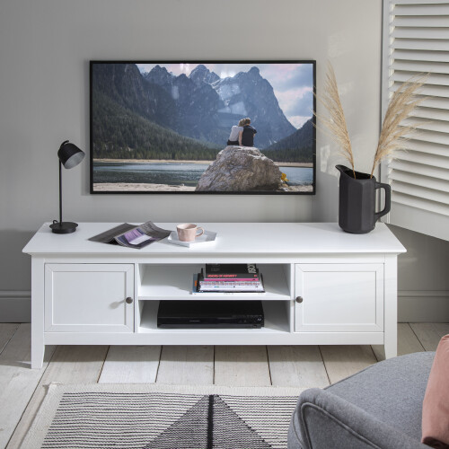 Noa and Nani Karlstad TV Unit with Cupboards in Classic White 2