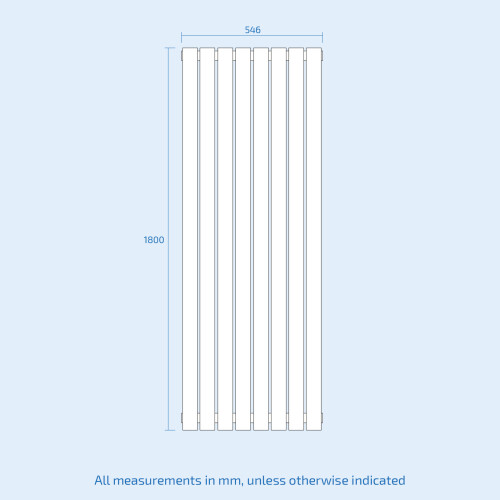 NES Home Nes Home 1800 X 546 mm Vertical Flat Panel Black Central Connection Radiator 1