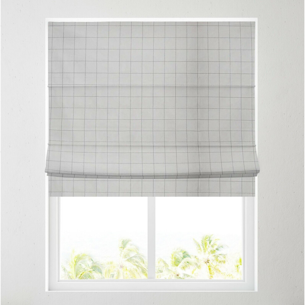 Barnes Blinds And Interiors (4Ft (122Cm), Standard Headrail) Check Soft Textured Ara Roman Blind - Choice Of Standard Or Deluxe Headrail Grey