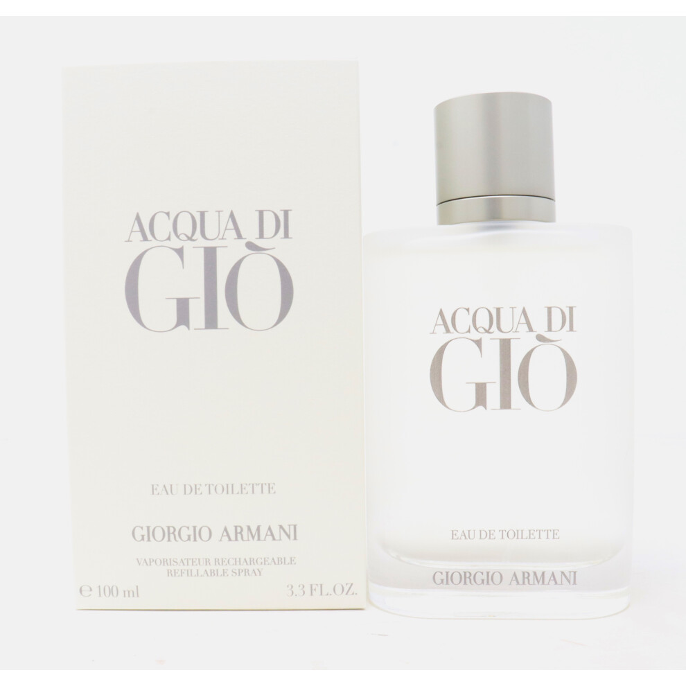 Acqua Di Gio by Giorgio Armani Eau De Toilette Refillable 3.4oz Spray New With Box