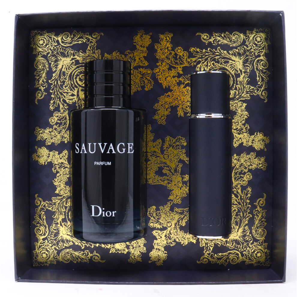 Christian Dior Sauvage Parfum 2pc Gift Set For Men  100ml Parfum + 10ml Parfum