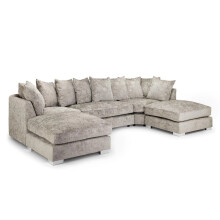 U-Shape-Alaska Truffle Fabric-Scatter Cushions-Removable footstools