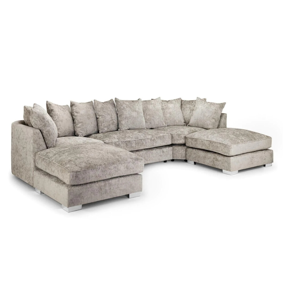 U-Shape-Alaska Truffle Fabric-Scatter Cushions-Removable footstools