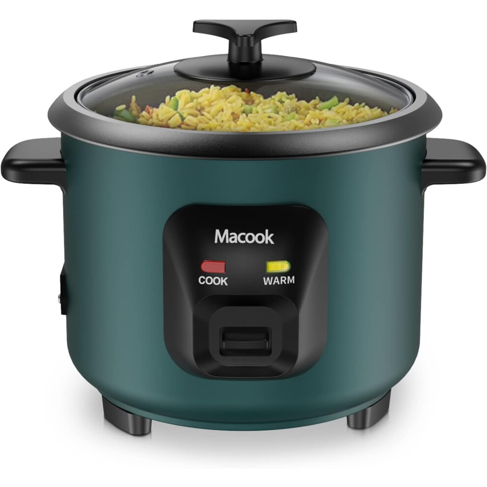 Mini Rice Cooker 3 Cups Uncooked Food, Macook Portable Non-stick Small Travel Rice Cooker, 15 Minute Fast Cooking, Keep Warm