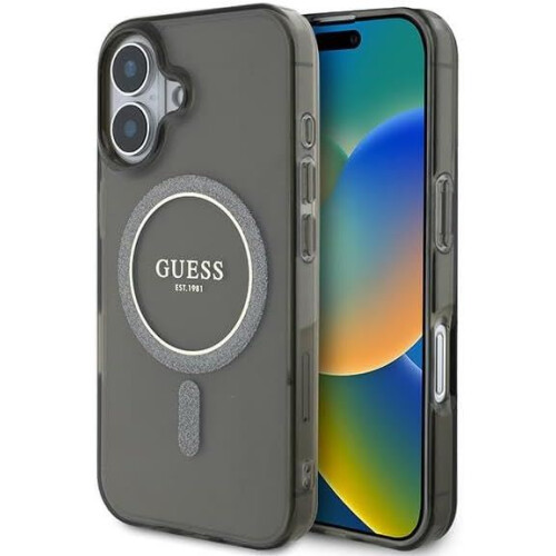 Guess Guess IML Glitter Circle Case with MagSafe for iPhone 16 6.1" Black