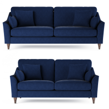 (Navy Blue, 3 & 2 Seater) Hepburn Corner Sofa & 3 + 2 Seater Sofa Suite