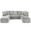 Furniture 786 (Scatter Back) Luxe U-Shaped Sofa Scatter Back/ Full Back/ Grey 1