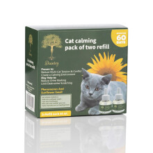 Cat Calming Diffuser with Feline Pheromones, Sunflower Scent, Stress & Anxiety Relief for Cats, 30-Day 2 x 48 ml Refills, Easy Plug-In Solution for