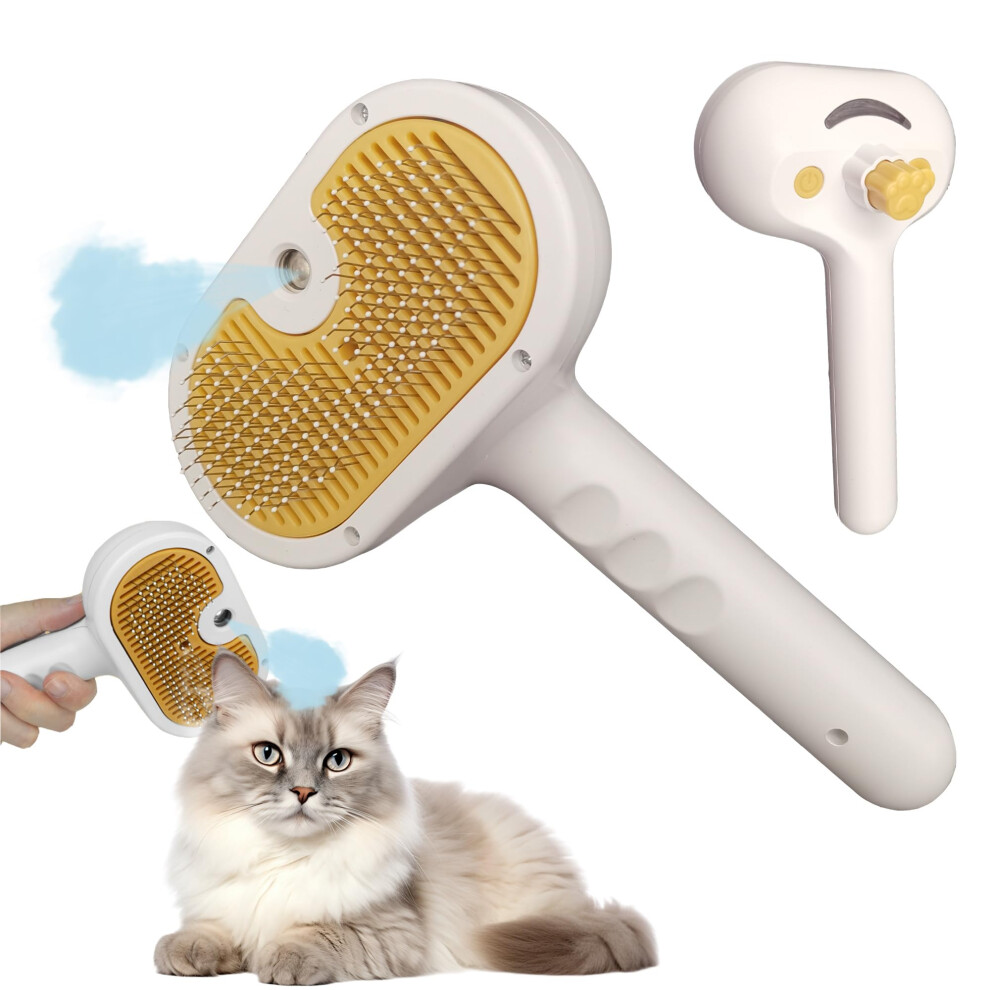 Cat Steam Brush for Shedding Cloud Care Cat Brush with Steam Self Cleaning Spritz Defur Comb Cat Grooming Brush for Long and Short Hair of Cat and Dog