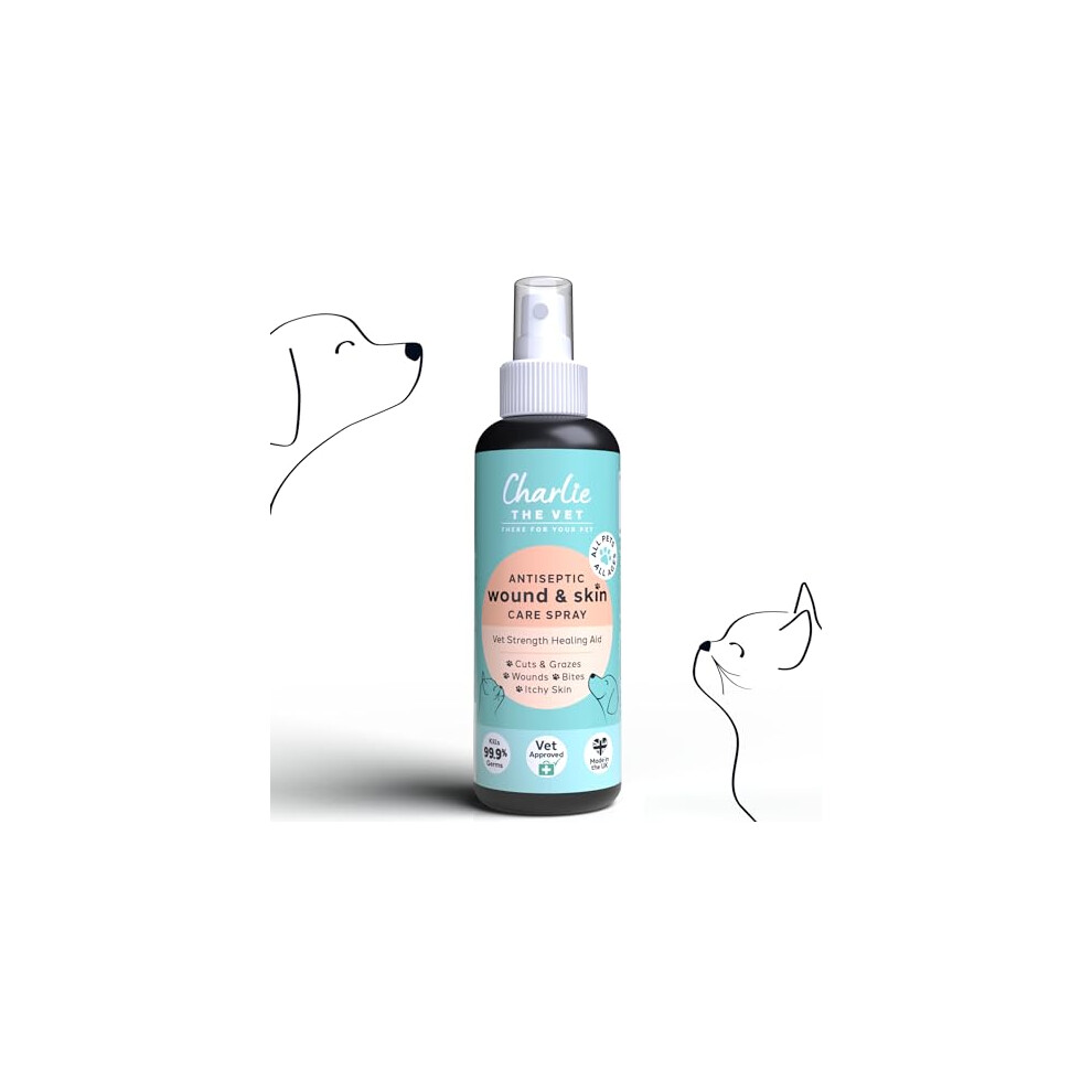 Charlie The Vet Antiseptic Wound & Skin Care Spray | New | Award Winning | Stops Itching, Kills Infection, Promotes Healing | Dogs, Cats, Pets | 100% Safe And