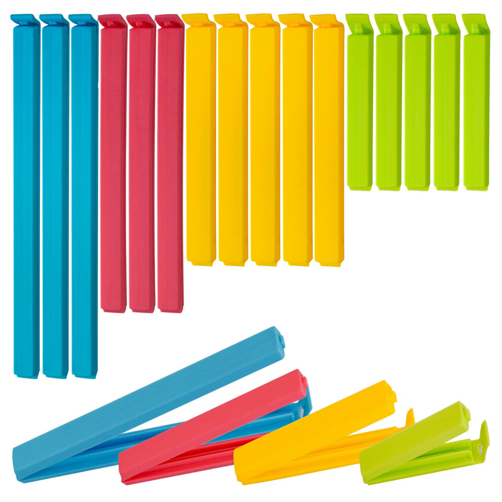 Fazahm Set Of 16 - Food Bag Clips For Food Storage In 4 Assorted Sizes & Colours - Convenient For Keeping Food Fresh, Sealing Packets, Freezer Bags & Pet