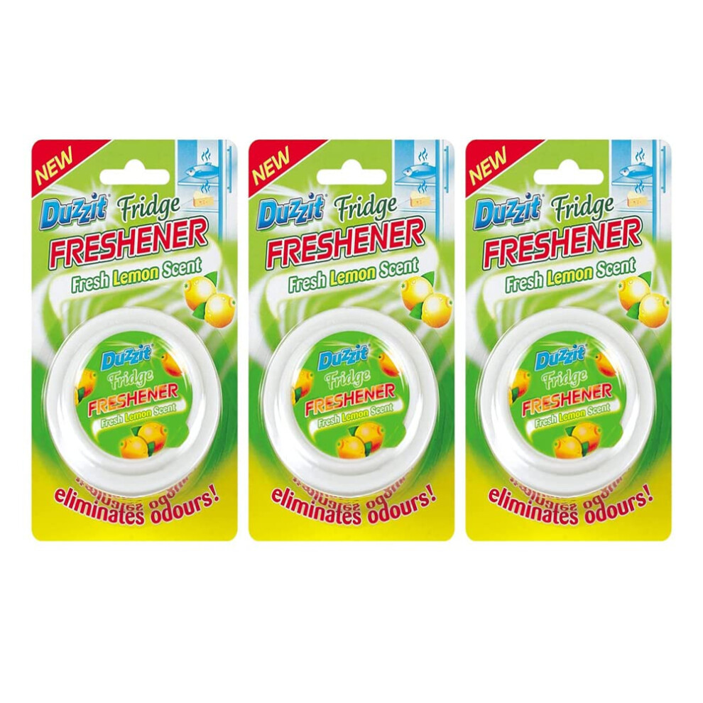 3 x Fridge Freshener Fresh Lemon Scented Fridge Deodoriser Fragranced For Up To 3 Months