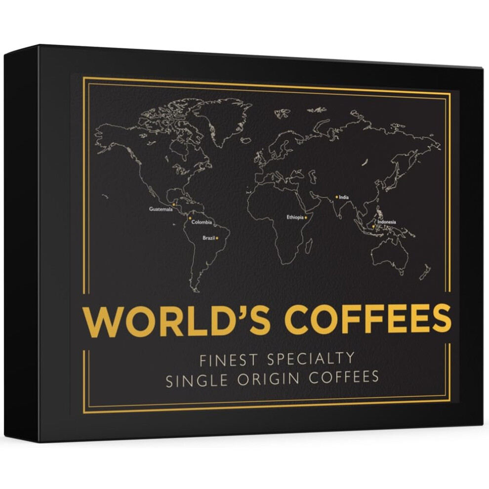 Gourmet Coffee Gift Set - WORLD'S COFFEES | Ground Coffee 300g (6 x 50g) - 6 Finest Single Origin | Hamper Style Gift Idea for Him & Her