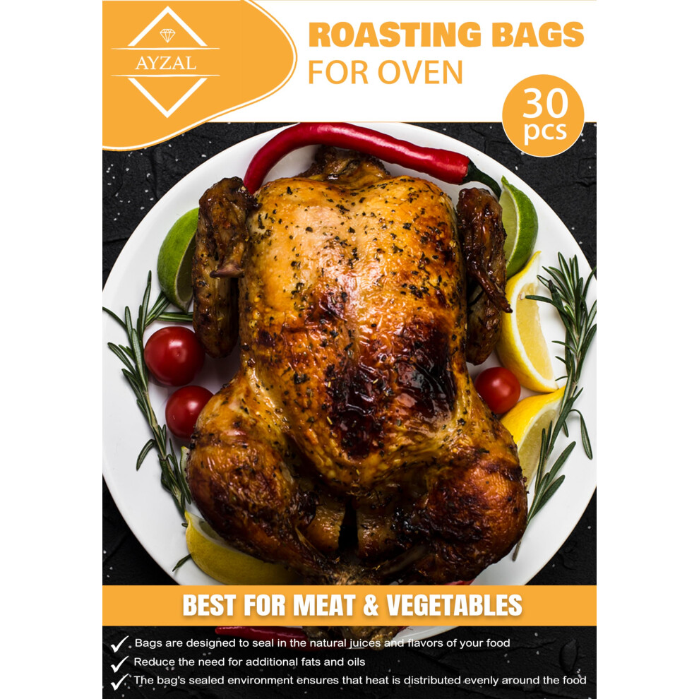 Roasting Bags For Oven With Ties 30pcs (38 X 25cm) Oven Bags For Roasting Chicken, Fish, Meat Vegetables, Turkey Roasting Bags For Oven & Microware