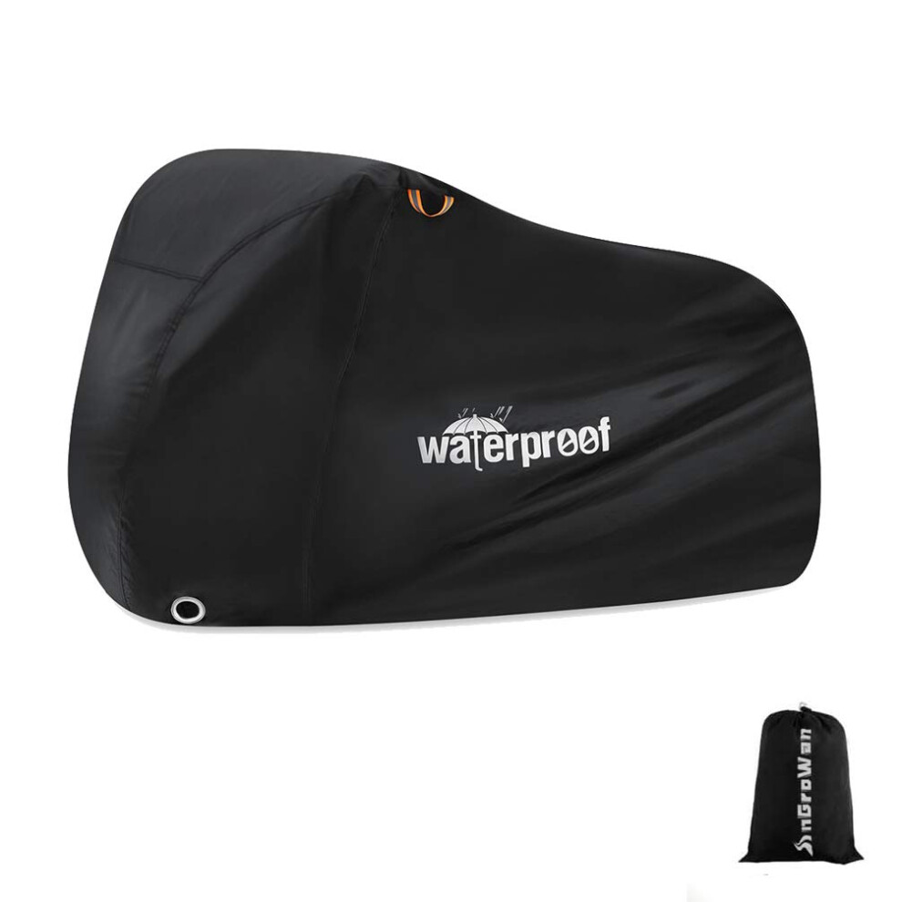 Ingrowan Bike Cover For Outside Storage Waterproof Oxford Bicycle Cover Indoor 210D Nylon With Pu Coating Wind Proof With Lock Hole,,200 X 70 X 110 Cm; Black