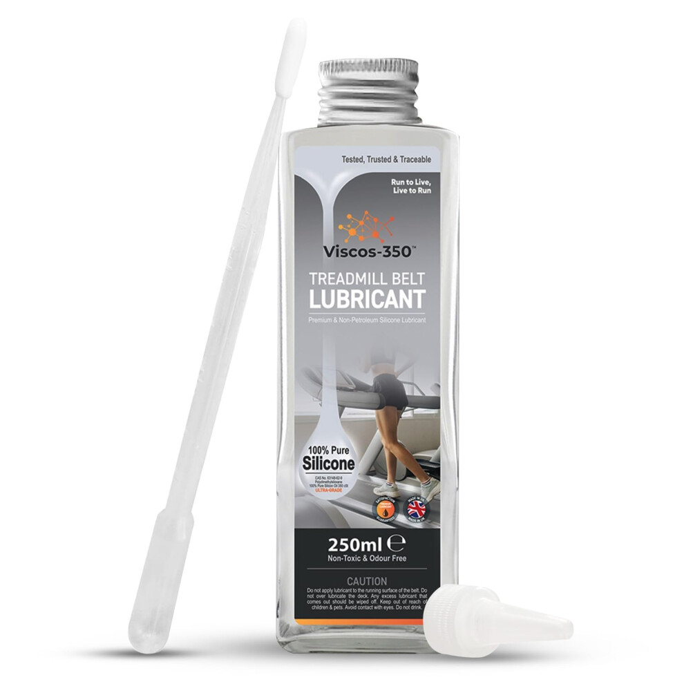 Premium Treadmill Lubricant Pure Silicone Oil 30cm Long Applicator Inc - Made In UK - 250ml