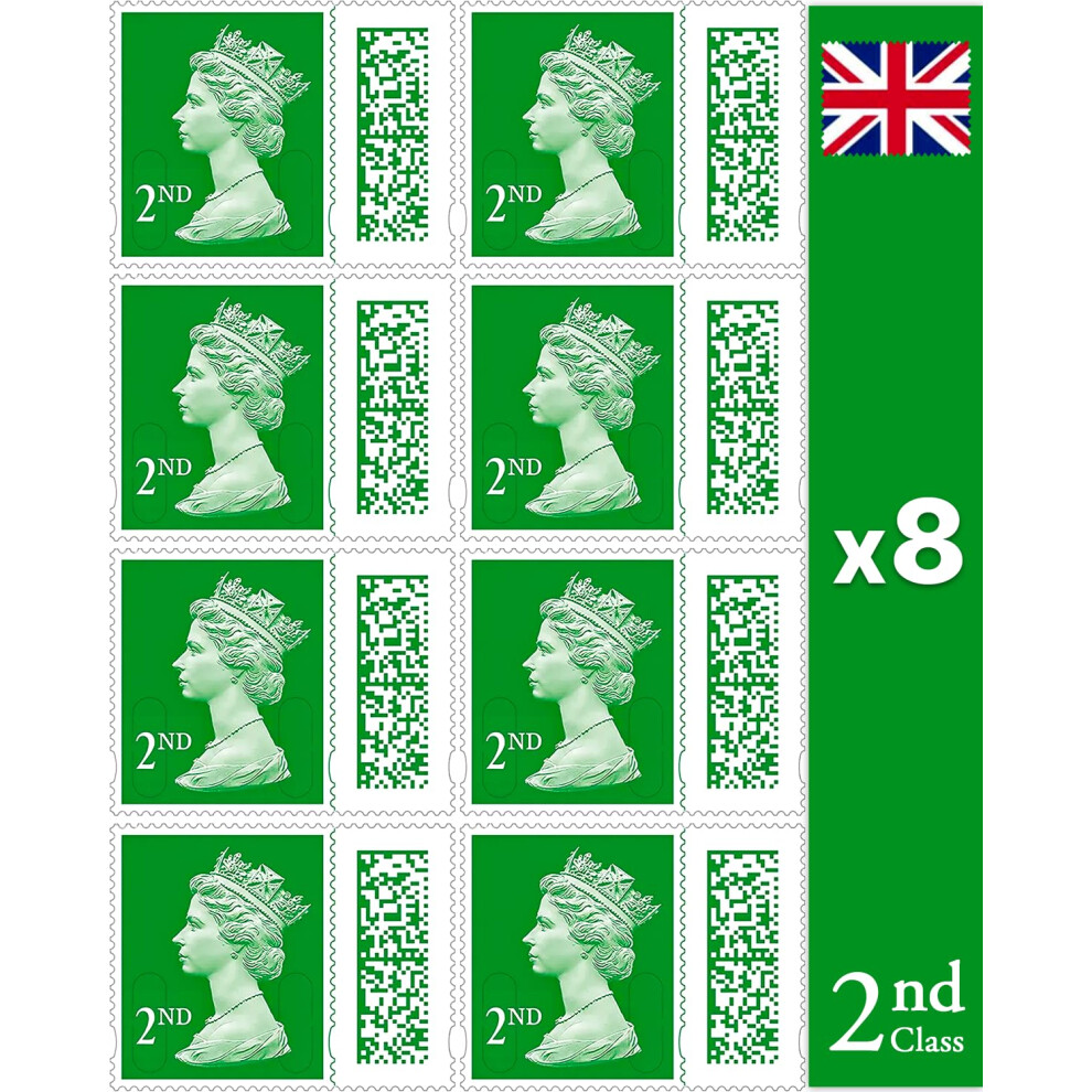 2nd Class Stamps (8 Pack) - 2nd Class Stamps - Barcoded Self Adhesive UK Letter Postage Stamps for Postage - (8 Total)