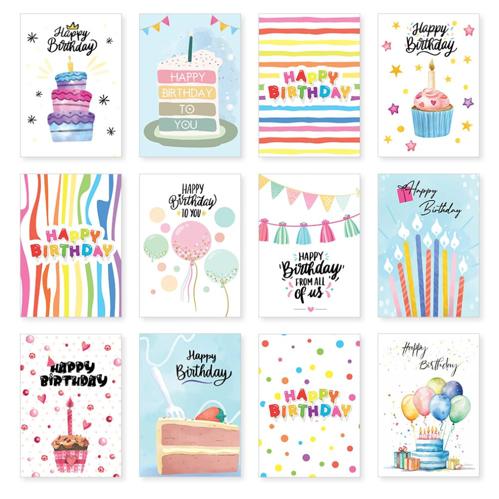 Pack of 24 Happy Birthday Card Multipack (148 x 105 mm) Pack of Birthday Cards Multipack Birthday Cards Kids Bithday Greeting Cards Watercolour Cards