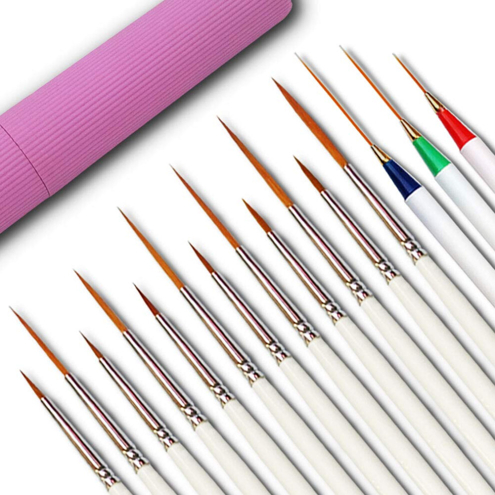 Afantti White Detail Fine Paintbrush Artist Paint Brush Set Tip | For Miniature Acrylic Script Liner Model Oil Watercolor Nail Art Painting