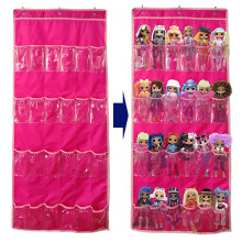 Hanging Over Door Toy Storage Organizer (24 Pockets), Compatible with LOL OMG Dolls Surprise Doll (Toys Not Included), (57.5''x22'') (pink)